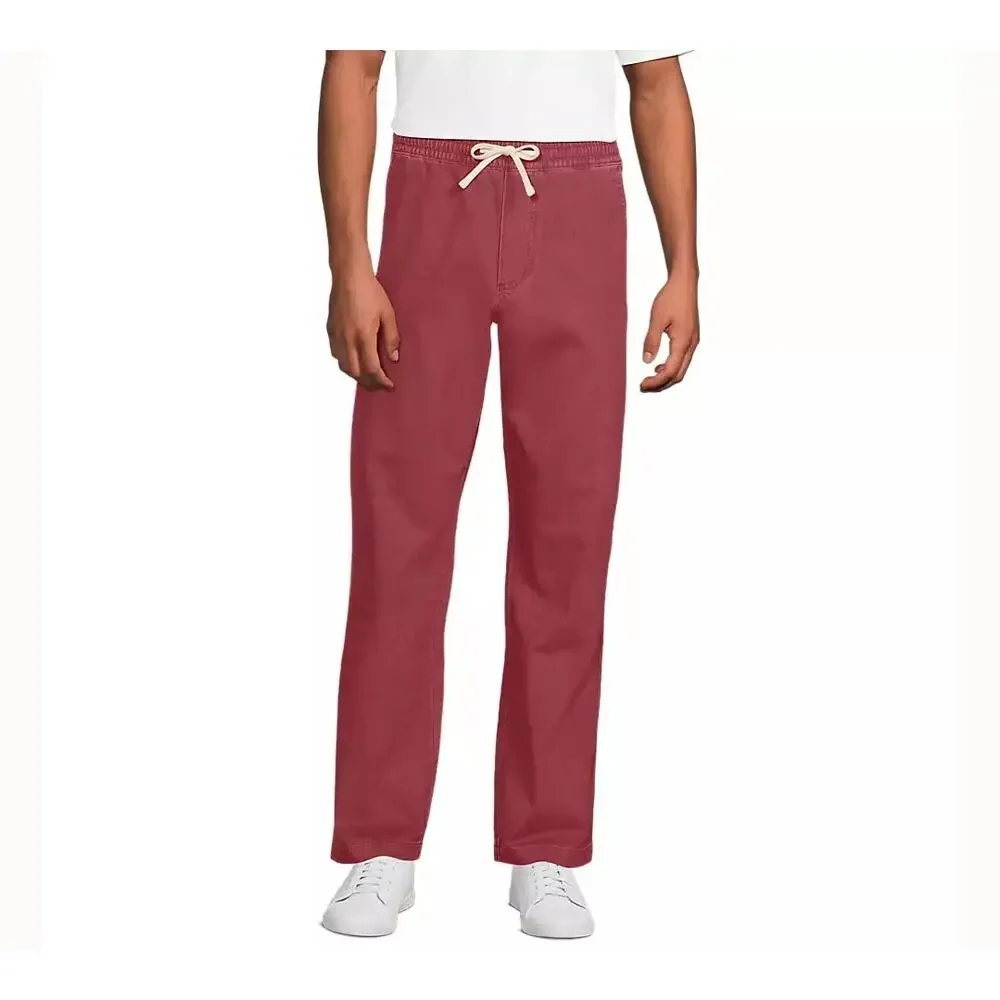 Lands End Men's Relaxed Fit Deck Cotton Pant Joggers in Burnt Clay Preppy Sz XXL